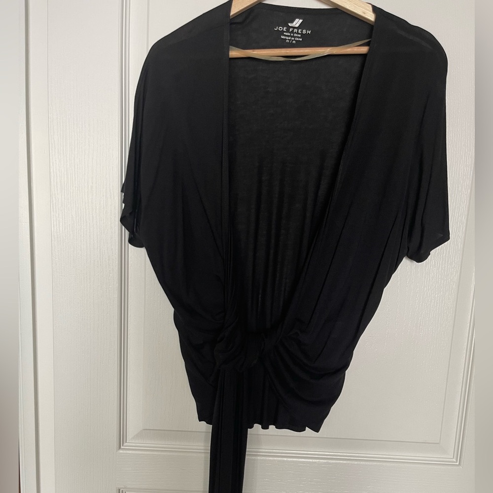 Joe Fresh black wraparound top for dance or workout in medium